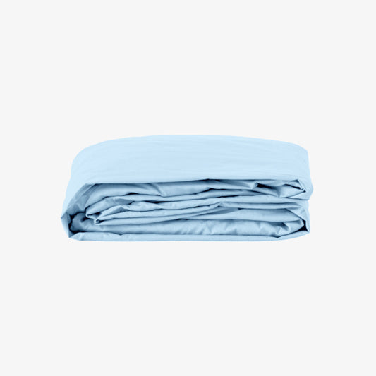 Drap housse percale 80 fils bonnet 30 cm bleu ciel
