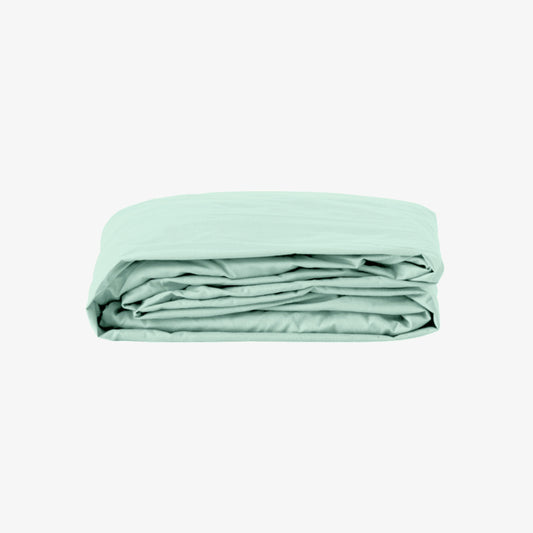 Drap housse bonnet 40 cm satin 120 fils vert d'eau