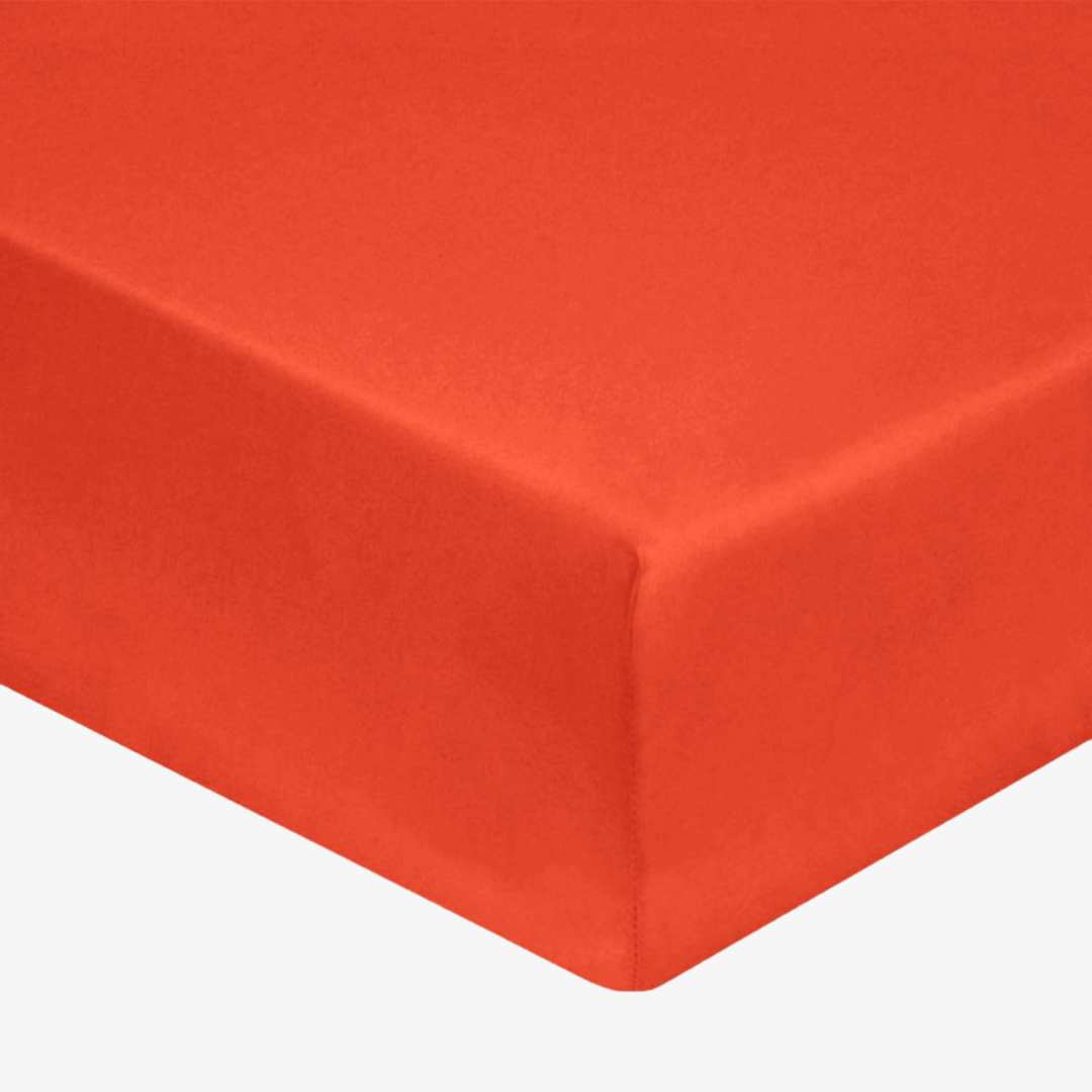 DESTOCKAGE | Drap housse 180X200 terracota bonnet 30