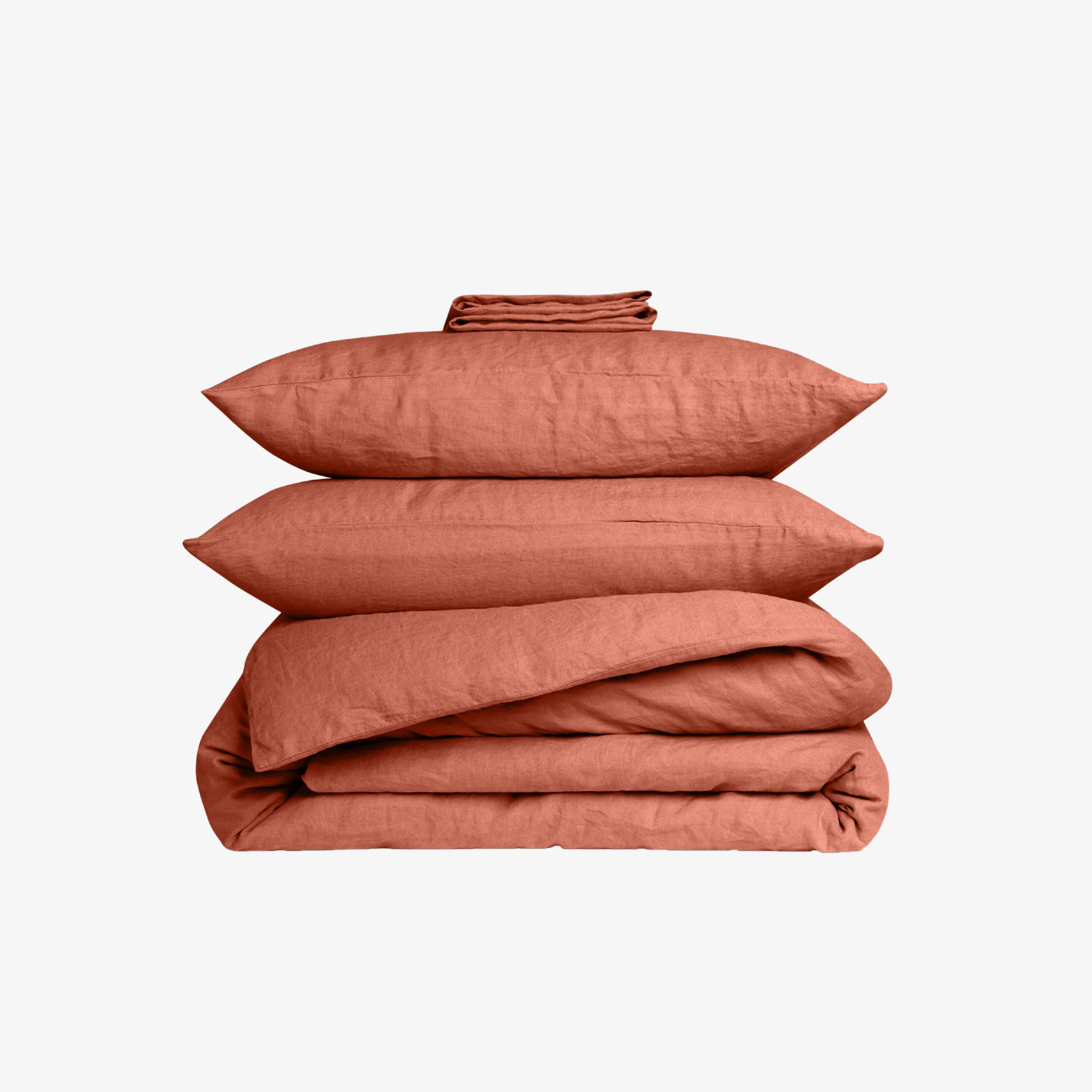 Terracotta gewassen linnen dekbedovertrekset