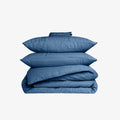 Bettwäsche-Set aus gewaschenem Leinen in Denimblau