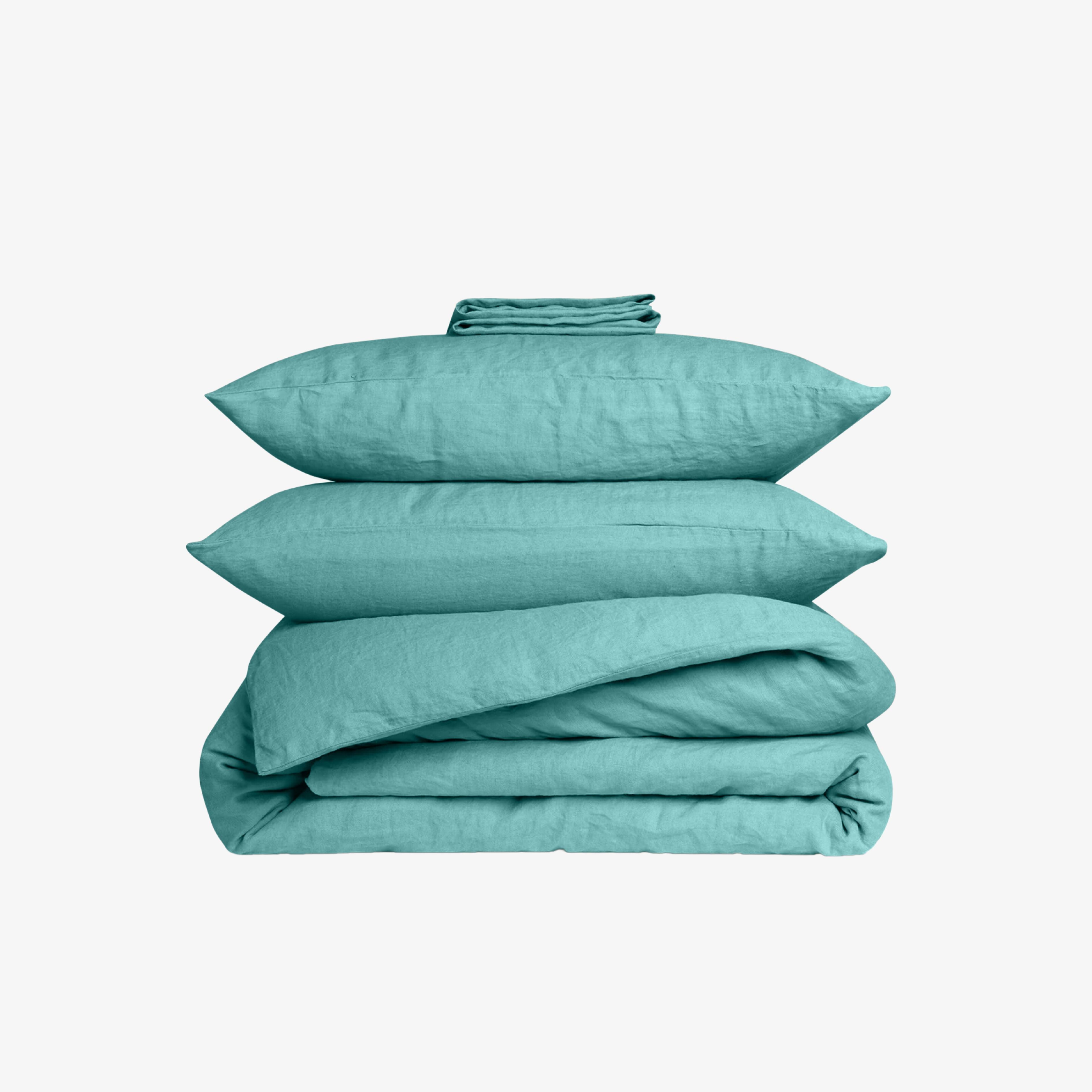 Celadon gewassen linnen dekbedovertrekset