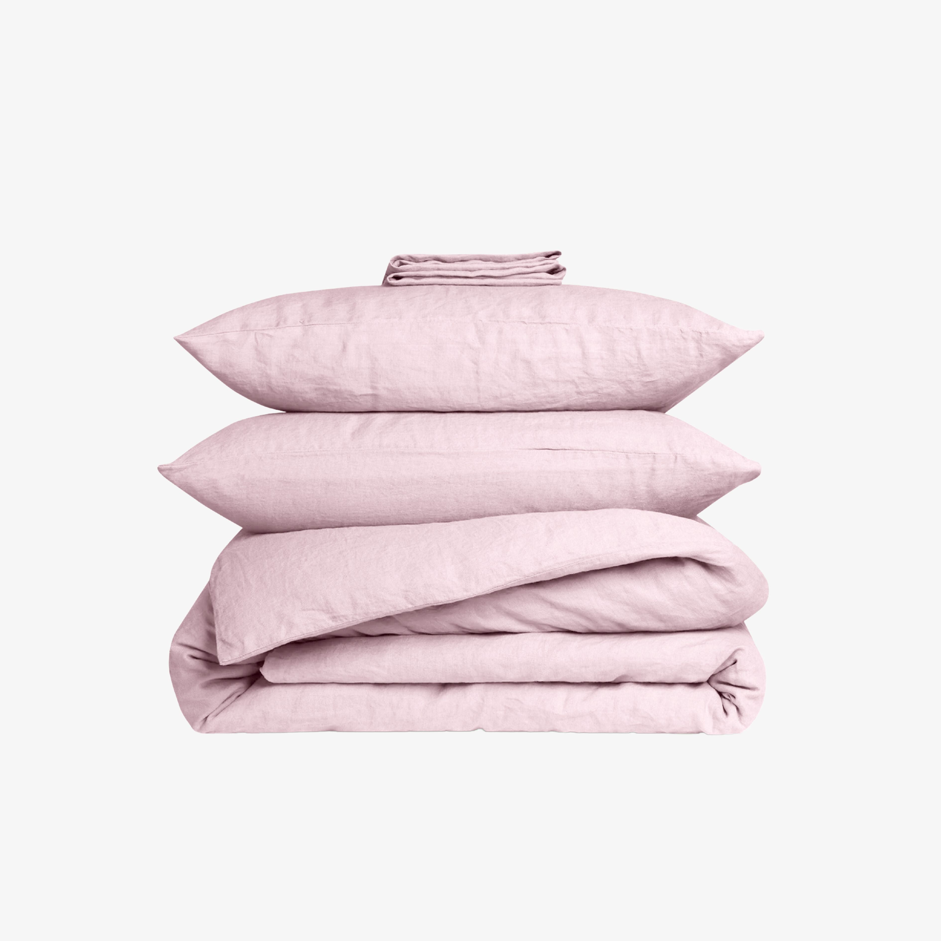 Bettwäsche-Set aus rosa gewaschenem Leinen