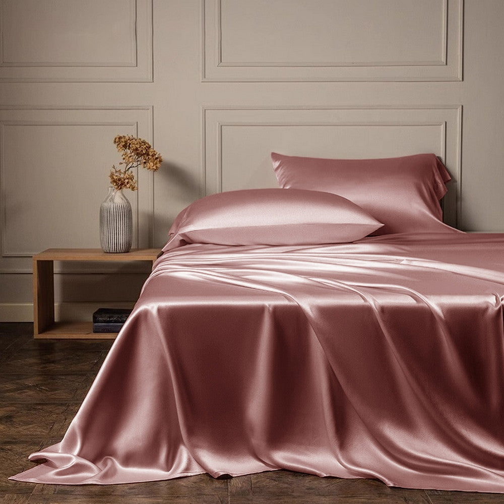 Bettwäsche aus rosa Seide