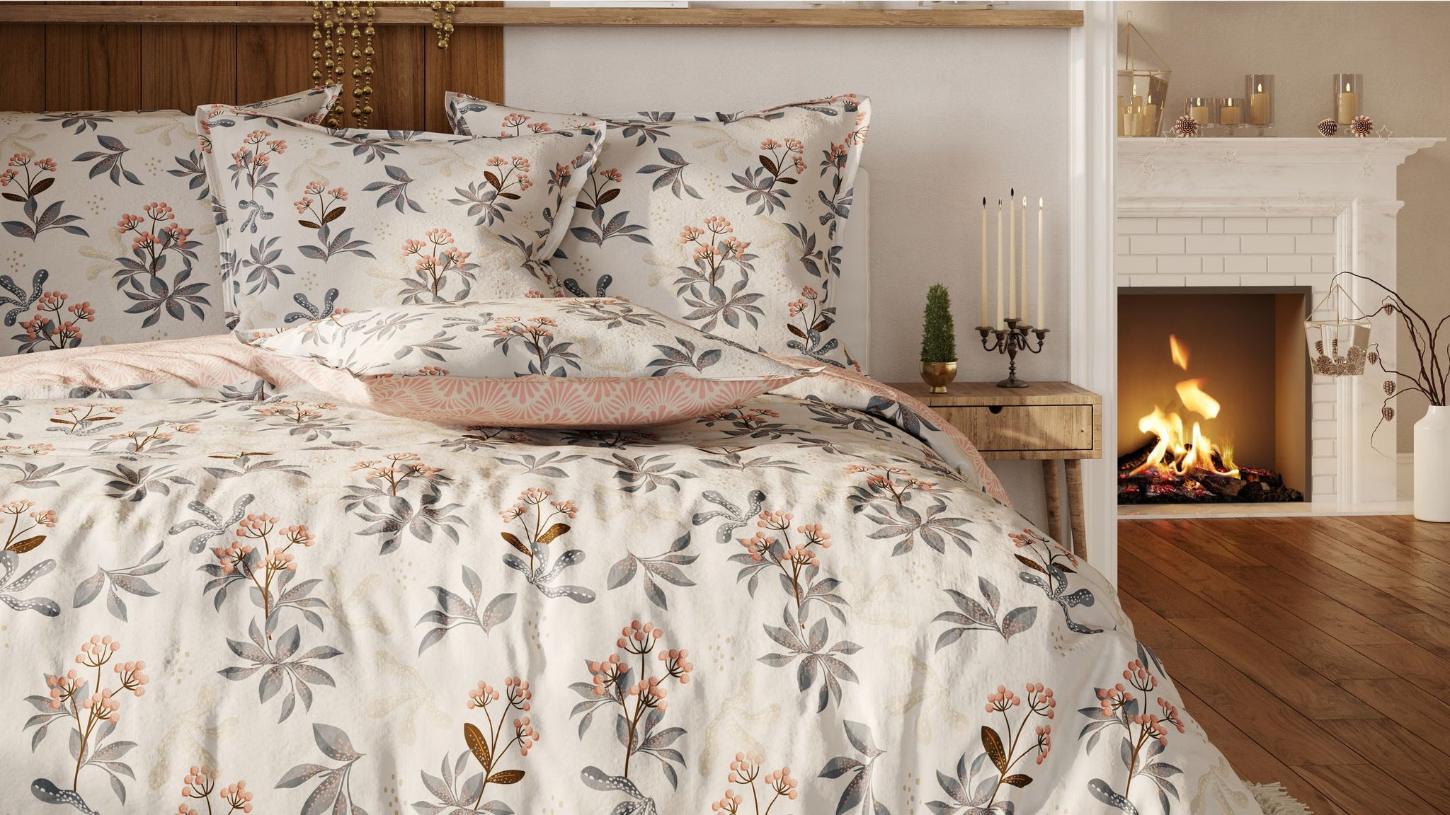 housse de couette percale 220x240 motif floraux